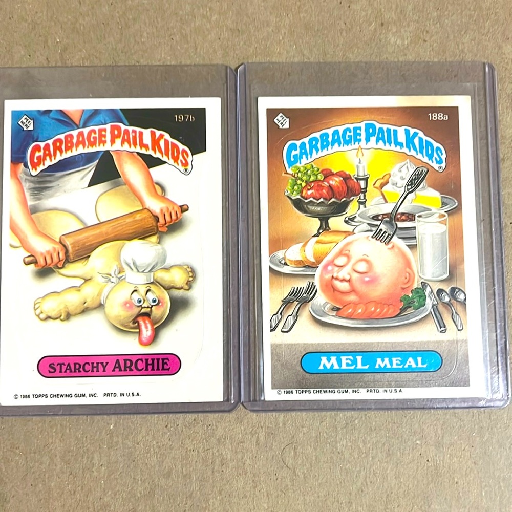 Retro 80’s Topps garbage Pail kids trading cards.